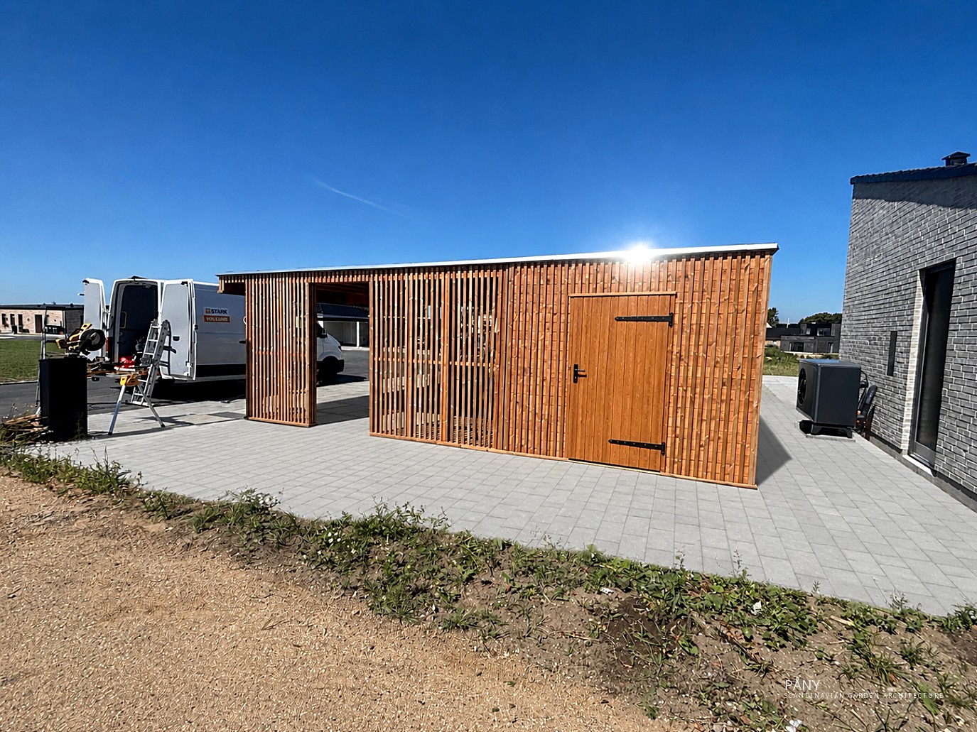 Hillerød Double Carport & Shed — hillerod carport shed elevation — Hillerød, North Zealand