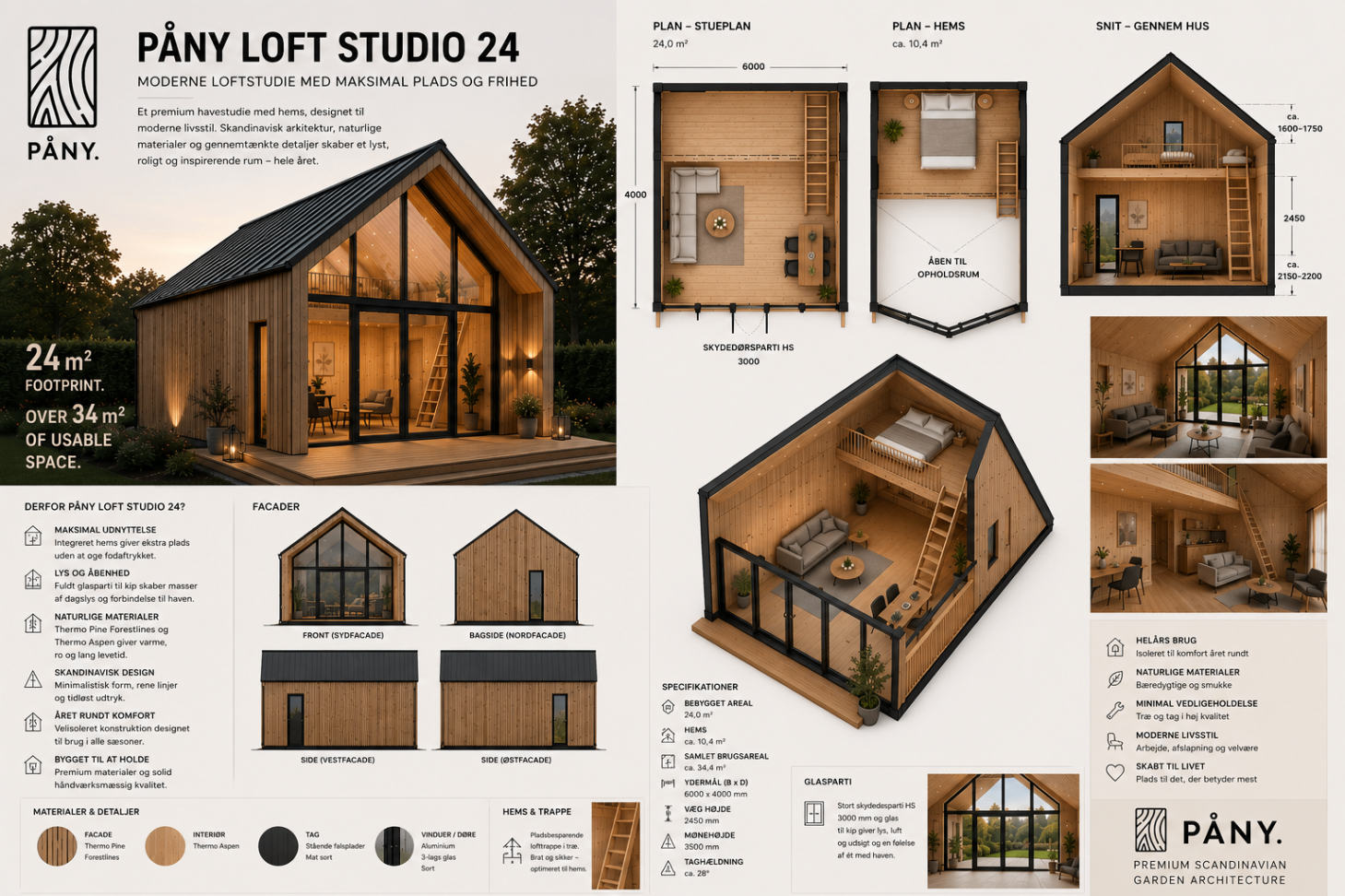 Ground floor plan with dimensions for Loft Studio 24
