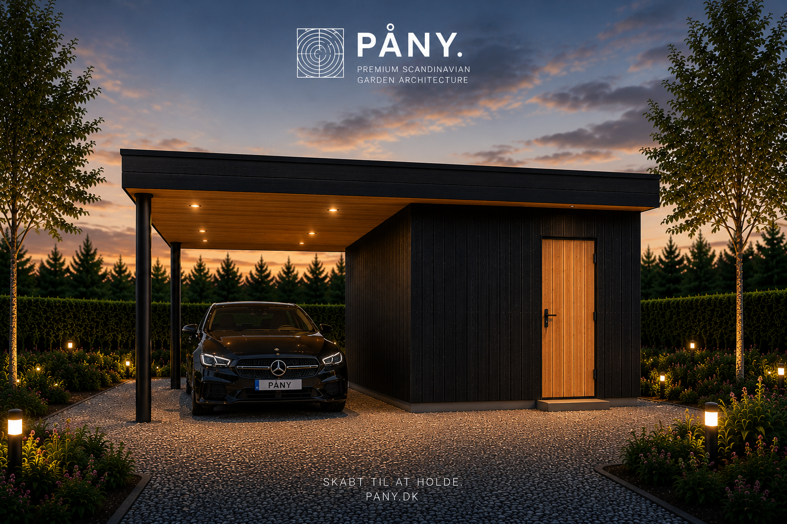 PCS-36-P — front architectural view of carport and storage as one volume