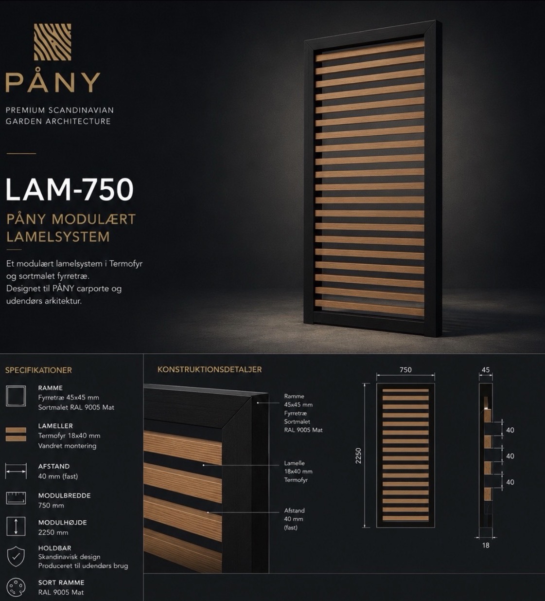 LAM-750 modular lamella system — product board