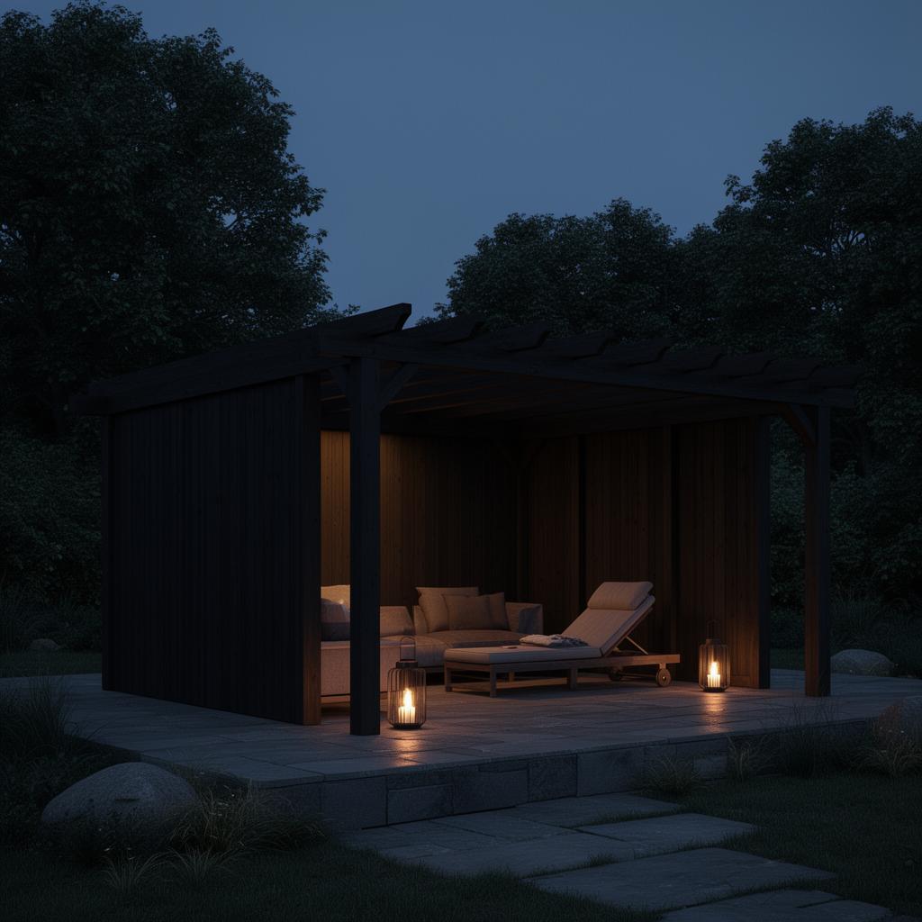 Scandinavian architecture and garden landscape